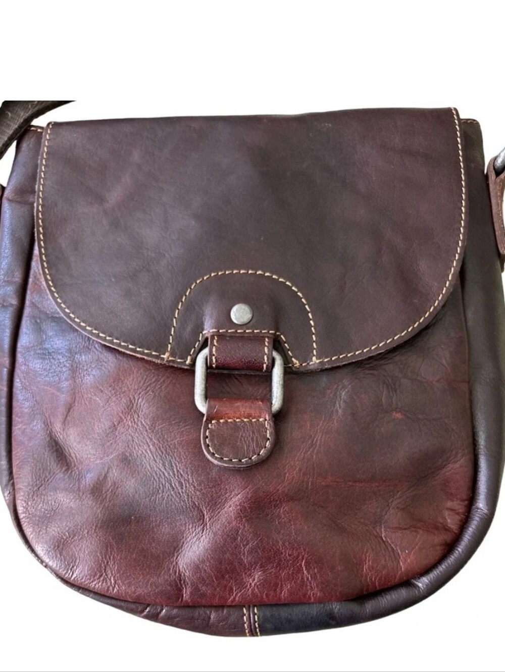 Jack Georges Rich Brown Leather Crossbody Purse